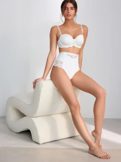 Blanc/Praline Nude - Tongs taille haute légers et modelants pour le contrôle de l'abdomen 2 Pack