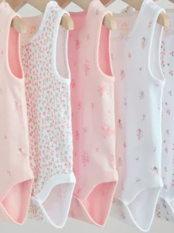Blanc/Rose - Paquet de bodys pour bébé avec gilet 5