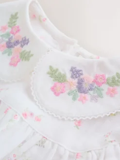 Blanc/rose à petites fleurs - Ensemble de barboteuses Bébé Bloomer 2 pièces avec collants (0mois-3ans)