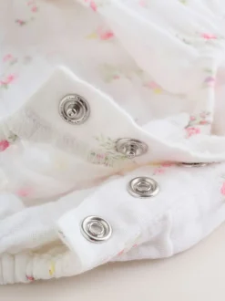Blanc/rose à petites fleurs - Ensemble de barboteuses Bébé Bloomer 2 pièces avec collants (0mois-3ans)