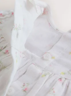 Blanc/rose à petites fleurs - Ensemble de barboteuses Bébé Bloomer 2 pièces avec collants (0mois-3ans)
