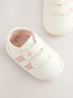 Blanc/Rose - Touch Fasten Bébé Trainers (0-24mths)