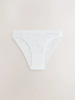 Blanc/Rose/Praline Nude - Lot de 7 culottes en dentelle collée Comfort