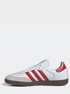 Blanc/Rouge - adidas Originals Samba Trainers