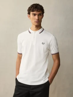 blanc/rouge/bleu marine - Polo Fred Perry à liserés
