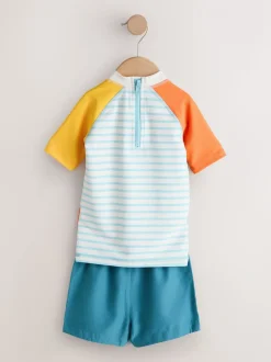 Blanc/rouge/jaune - Ensemble Sunsafe Rash Gilet et short de bain (3mois-7ans)