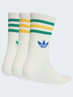Blanc/Vert - Col rond - adidas Originals 3-Rayures Chaussettes Col rond 3 paires