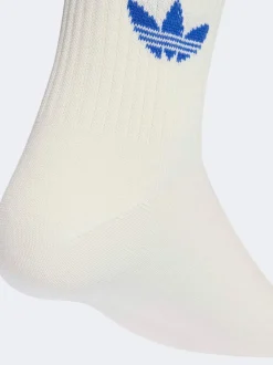 Blanc/Vert - Col rond - adidas Originals 3-Rayures Chaussettes Col rond 3 paires