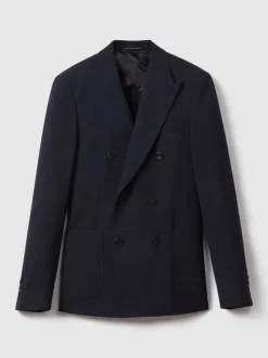 Blazer de costume Reiss Belmont Db double boutonnage Texture habillé en laine