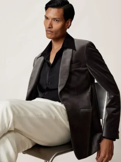 Blazer Reiss Mount habillé en velours à simple boutonnage