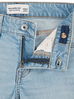 Bleu - Abercrombie & Fitch Jean large taille haute