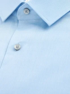 Bleu - Ajustement régulier - Chemises de nuit texturées à double poignet et d'entretien facile