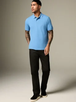 Bleu - Ajustement régulier - Polo Manches courtes Pique