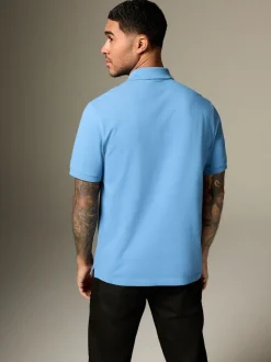 Bleu - Ajustement régulier - Polo Manches courtes Pique