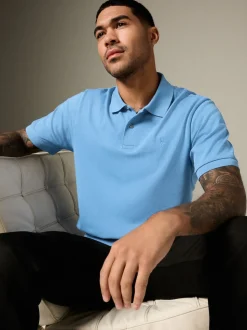 Bleu - Ajustement régulier - Polo Manches courtes Pique
