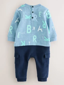 Bleu - Barboteuse à manches longues imprimée Baker by Ted Baker partout