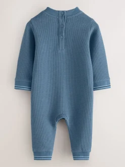 Bleu - Barboteuse Baker by Ted Baker texturée à manches longues