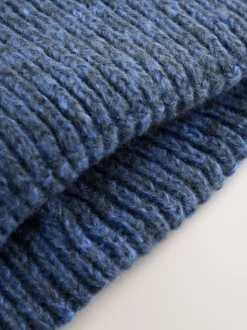 Bleu - Bonnet en maille épaisse (1-16ans)