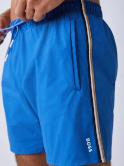 Bleu - BOSS Shorts de bain emblématique à rayure latérale Logo