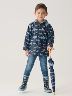 Bleu - Bottes de pluie Hatley Shark Frenzy roses