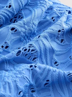 Bleu à broderies - Maillot de bain moulant avec contrôle du ventre