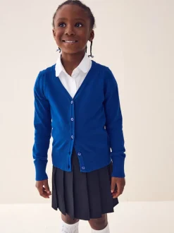 Bleu - Cardigan à col en V Cotton Rich School (3-16ans)