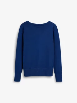 Bleu - Cardigan à col en V Cotton Rich School (3-16ans)