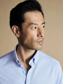 Bleu - Charles Tyrwhitt chemise en jersey boutonnée stretch dans quatre sens