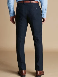 Bleu - Charles Tyrwhitt Coupe ajustée  100% Lin Pantalons