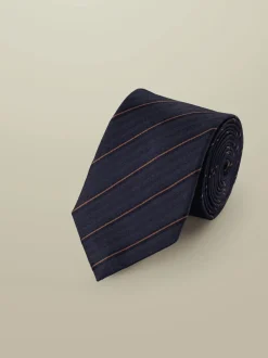 Bleu - Charles Tyrwhitt cravate rayée en soie