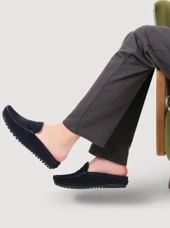 Bleu - Chaussons Jones Bootmaker Zap en cuir style mule