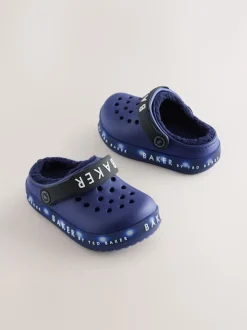 Bleu - Chaussons sabots Baker by Ted Baker doublés de peau de mouton