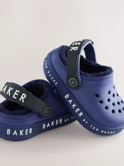 Bleu - Chaussons sabots Baker by Ted Baker doublés de peau de mouton