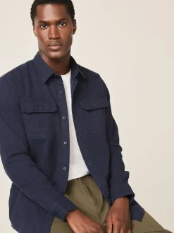 Bleu - Chemise Coupe classique texturée à manches longues gaufrée