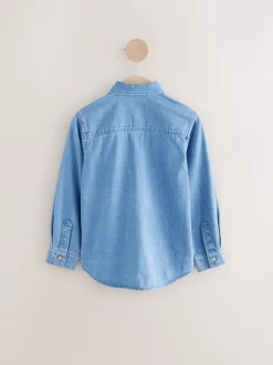 Bleu - Chemise en jean à manches longues (3-16 ans)