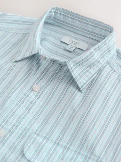 Bleu - Chemise en Rayure seersucker à manches longues