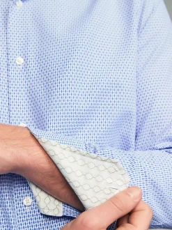 Bleu - Chemise élégante en coton riche texturée