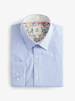 Bleu - Chemise élégante en coton riche texturée