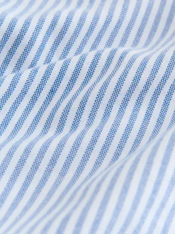 Bleu - Chemise New York brodée à rayures à manches courtes