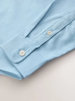 Bleu - Chemise Oxford à manches longues et Col mao (3-16ans)