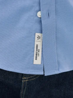 Bleu - Chemise Oxford stretch à manches longues