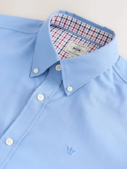 Bleu - Chemise Oxford stretch à manches longues