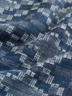 Bleu - Chemise texturée à manches courtes style Navajo