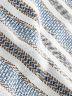 Bleu - Chemise texturée rayée à manches courtes