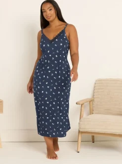 Bleu - Chemise Yours Curve Soft Touch Midaxi