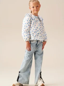 Bleu - Chemisier Angel & Rocket Leonie à pois double col