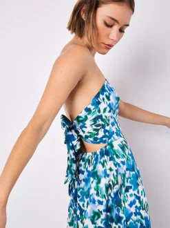 Bleu - Combinaison Apricot Ikat Floral Imprimé Bardot 100% coton