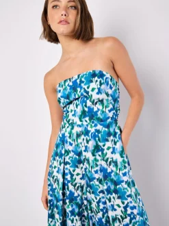 Bleu - Combinaison Apricot Ikat Floral Imprimé Bardot 100% coton