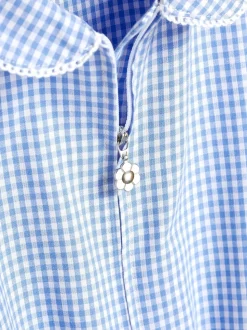 Bleu - Combinaison d'école Vichy en coton riche avec fermeture éclair (3-14ans)