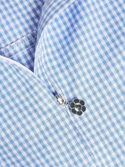 Bleu - Combinaison d'école Vichy en coton riche avec fermeture éclair (3-14ans)